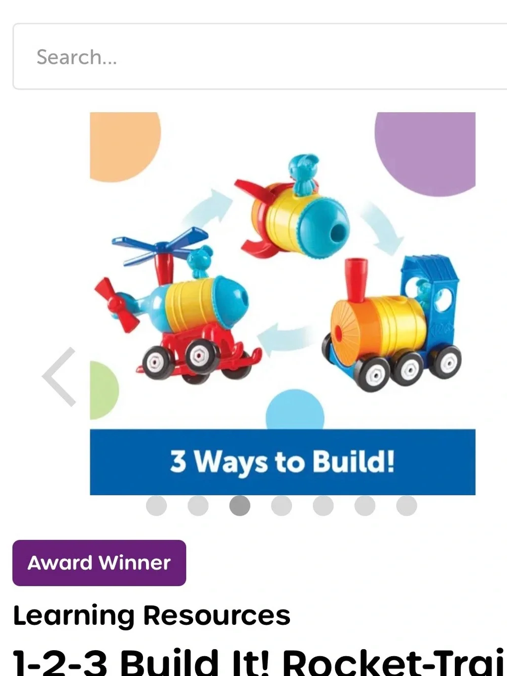 Learning Resources 1-2-3 Build It! Rocket- Train-Helicopter